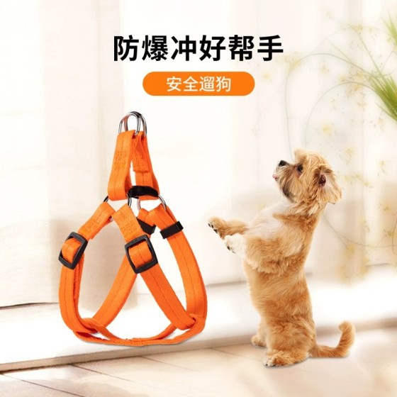 狗狗胸背带牵引绳中小型犬法斗柴犬宠物脖圈背心式遛狗绳宠物项圈
