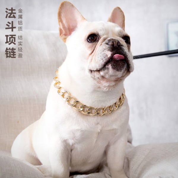 恶霸玫瑰金链子法斗狗中小型犬项圈宠物项链配饰嘻哈吊坠宠物潮饰
