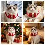 宠物新年针织围脖福财字项圈春节装饰猫咪狗狗钩织保暖过年口水巾