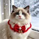 宠物新年针织围脖福财字项圈春节装饰猫咪狗狗钩织保暖过年口水巾