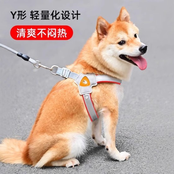 新款狗狗牵引绳胸背带背心式宠物遛狗绳中小型柴犬犬法斗柯基脖圈