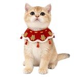 猫咪结婚装饰围脖宠物陪嫁项圈主人婚礼狗狗装扮口水围兜喜庆红色