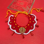 猫咪结婚装饰围脖宠物陪嫁项圈主人婚礼狗狗装扮口水围兜喜庆红色