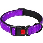 跨境现货宠物项圈  尼龙反光纯色涤纶防勒脖可调节狗项圈高颜值