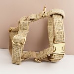 卡其色小香风狗项圈奢华宠物项圈跨境新款狗背心狗链可刻字