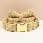 卡其色小香风狗项圈奢华宠物项圈跨境新款狗背心狗链可刻字