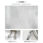 日韩亮银色全pu软皮高档化妆包三件套质感防水随身便携收纳小包