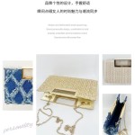 跨境专供欧美编织包复古闪亮晚宴包旗袍包时尚名媛方扣五金编织包