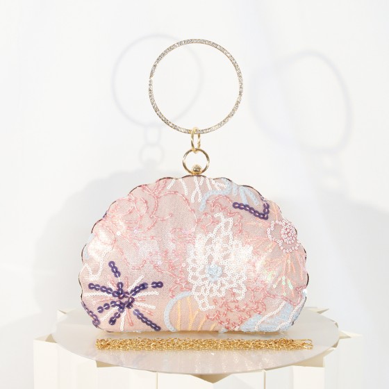 跨境新款古风汉服旗袍礼服刺绣晚宴包跨境工厂直销单肩斜链条女包