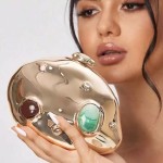 2026欧美新款镶猫眼石水钻金色饰面个性复古女轻奢跨境晚宴包
