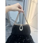 跨境欧美百褶简约百搭潮流气质旗袍宴会新娘包晚宴包纯色手提包