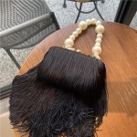 时尚小众流苏小方包 Ins网红流苏腋下包女珍珠链条手提包晚宴包潮