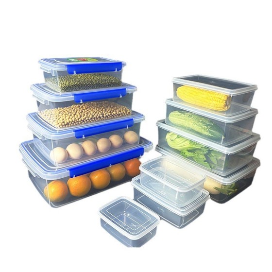 保鲜盒长方形加厚塑料冰箱收纳可微波冷冻食品密封盒留样盒商用