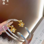 金亿点描金竹节莲花手镯莲蓬手镯国风新中式高级感竹节手环送闺蜜