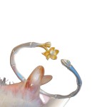 金亿点描金竹节莲花手镯莲蓬手镯国风新中式高级感竹节手环送闺蜜