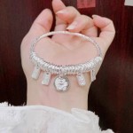 小众设计中式串珠盘缠吉言银手镯女平安喜乐招财猫银镯子女友礼物