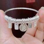 小众设计中式串珠盘缠吉言银手镯女平安喜乐招财猫银镯子女友礼物
