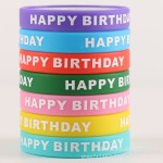 Happy Birthday硅胶手环定制印刷刻字派对腕带10色可选跨境热销