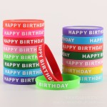 Happy Birthday硅胶手环定制印刷刻字派对腕带10色可选跨境热销