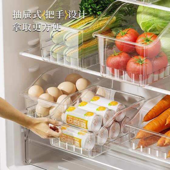 跨境家用PP厨房收纳筐多功能分类冷冻鸡蛋盒子透明保鲜冰箱收纳盒
