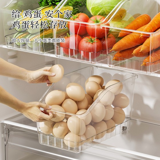 跨境家用PP厨房收纳筐多功能分类冷冻鸡蛋盒子透明保鲜冰箱收纳盒