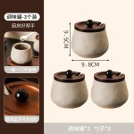 中古风粗陶调味罐套装厨房厨房陶瓷调味罐收纳套装盐糖罐玻璃油瓶