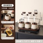 中古风粗陶调味罐套装厨房厨房陶瓷调味罐收纳套装盐糖罐玻璃油瓶