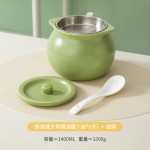 陶瓷双耳猪油罐带盖带滤网奶油风家用耐高温新中式调味罐带勺收纳