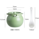 陶瓷双耳猪油罐带盖带滤网奶油风家用耐高温新中式调味罐带勺收纳