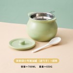 陶瓷双耳猪油罐带盖带滤网奶油风家用耐高温新中式调味罐带勺收纳