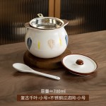 釉下彩手彩陶瓷猪油罐带盖带勺家用耐高温陶瓷日式收纳储存调味罐