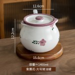 釉下彩手彩陶瓷猪油罐带盖带勺家用耐高温陶瓷日式收纳储存调味罐