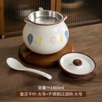 釉下彩手彩陶瓷猪油罐带盖带勺家用耐高温陶瓷日式收纳储存调味罐