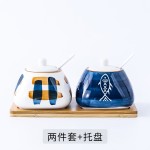 创意手绘釉下彩日式陶瓷调味罐套装厨房调料罐盐罐饭馆家用调味盒