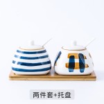 创意手绘釉下彩日式陶瓷调味罐套装厨房调料罐盐罐饭馆家用调味盒