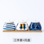 创意手绘釉下彩日式陶瓷调味罐套装厨房调料罐盐罐饭馆家用调味盒