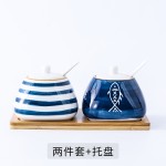 创意手绘釉下彩日式陶瓷调味罐套装厨房调料罐盐罐饭馆家用调味盒