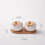 家用陶瓷调味罐调料盒组合套装厨房用品辣椒盐罐调料罐带盖子勺子