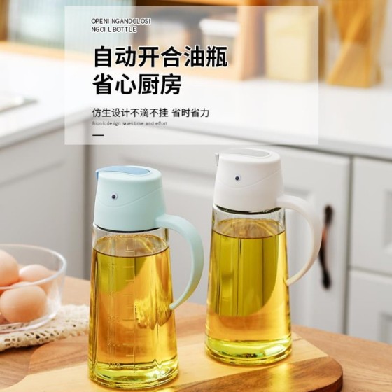 自动开合小鸟油壶家用厨房酱油醋瓶玻璃调味瓶油瓶批发油壶630ml