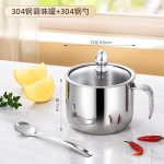 调料盒套装调味瓶玻璃盖带勺商用调味盅家用圆形304不锈钢调料罐
