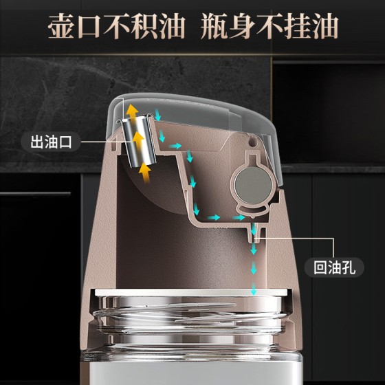 飞鱼厨房油瓶醋壶不挂油调味瓶家用透明玻璃醋瓶自动开合重力油壶
