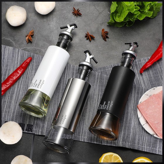不锈钢酱油瓶油壶玻璃瓶 家用厨房油罐料酒醋瓶 防漏油瓶调味料瓶