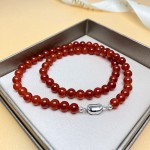 S925银天然红玛瑙复古时尚优雅设计轻奢品味锁骨链项链珠宝首饰厂
