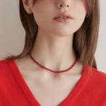 S925银天然红玛瑙复古时尚优雅设计轻奢品味锁骨链项链珠宝首饰厂