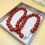 S925银天然红玛瑙复古时尚优雅设计轻奢品味锁骨链项链珠宝首饰厂