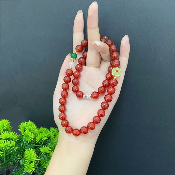 天然红玛瑙项链 新中式毛衣链女本命年红玉髓手工diy饰品批发项链
