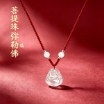 新中式菩提珠编织项链女弥勒佛玉髓吊坠民族风手工编织佛公项绳男