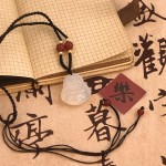 红玛瑙白玉髓小白佛项链手工编织锁骨链项链礼物弥勒佛情侣礼物