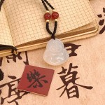 红玛瑙白玉髓小白佛项链手工编织锁骨链项链礼物弥勒佛情侣礼物