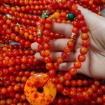 千晶万玛天然藏红花红玛瑙平安扣项链男女毛衣链直播饰品项链批发